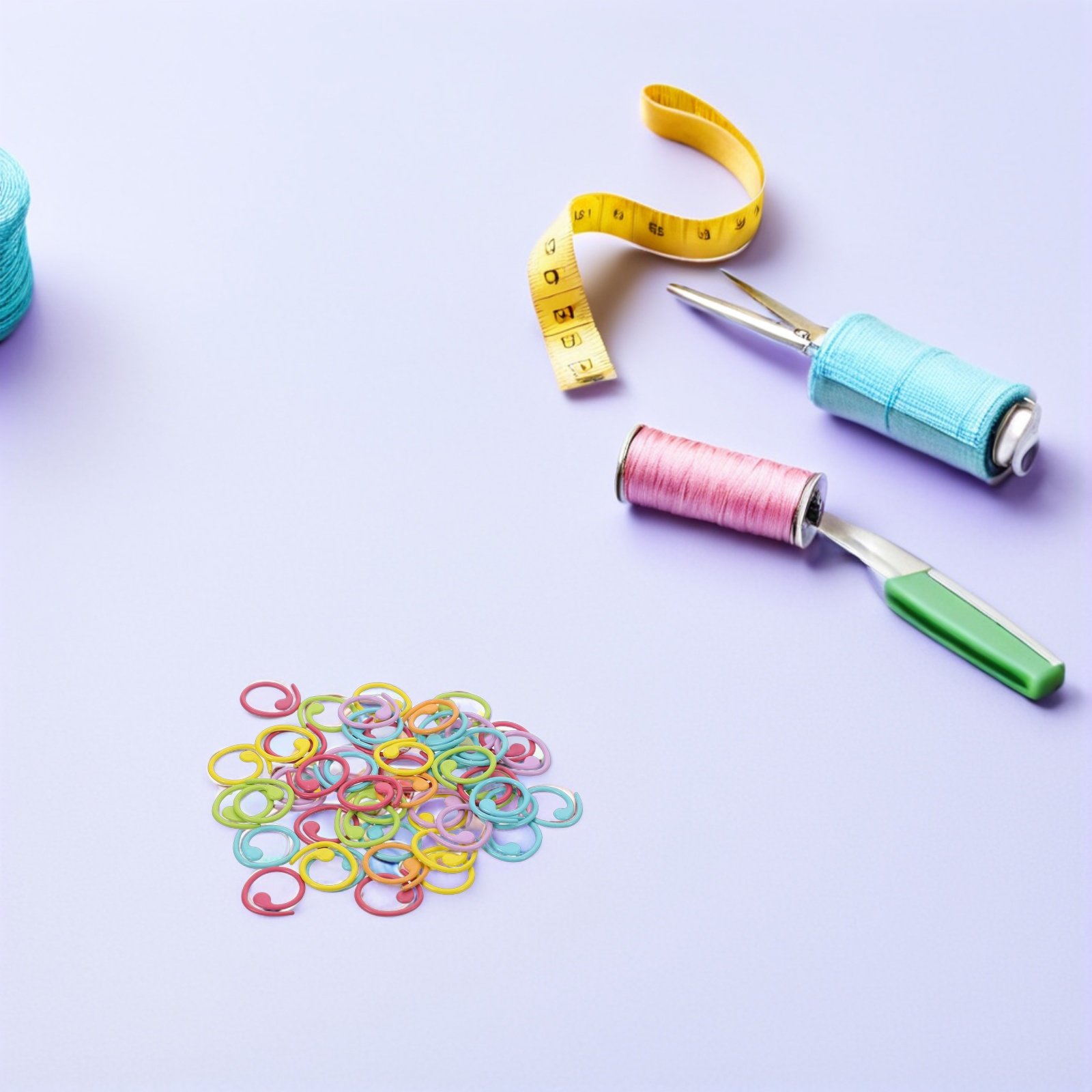Stitch Marker Ring - 50Pcs Spiral Metal Stitch Markers Lightweight
