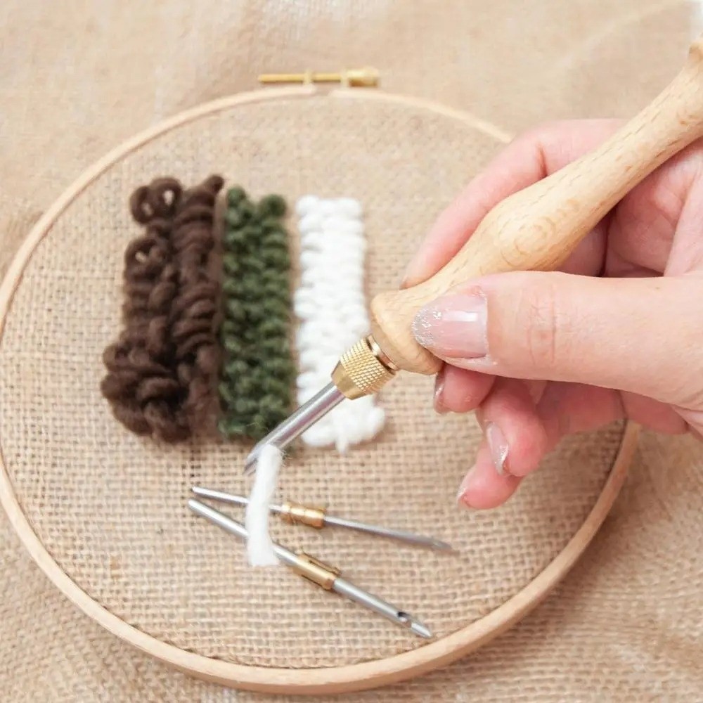 Embroidery Backpack Kit - 2.5mm/3.5mm/5mm Punch Needle Set Wooden Handle