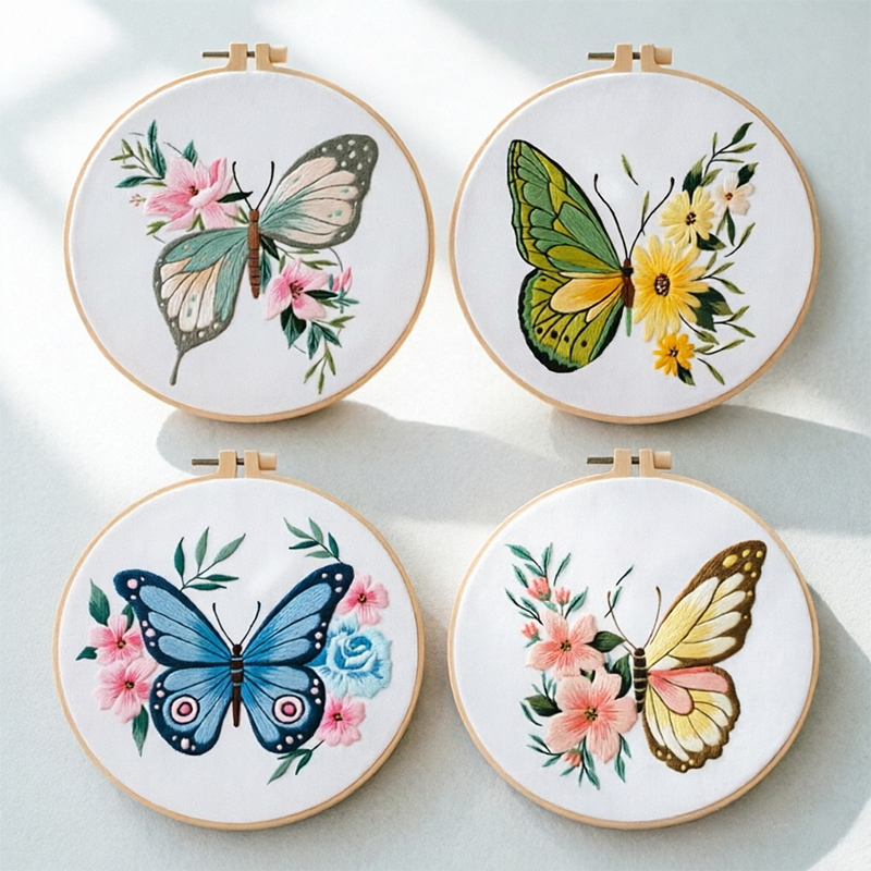 Embroidery Thread - 1pc 20X20CM 7.87 inch Embroidery Butterfly