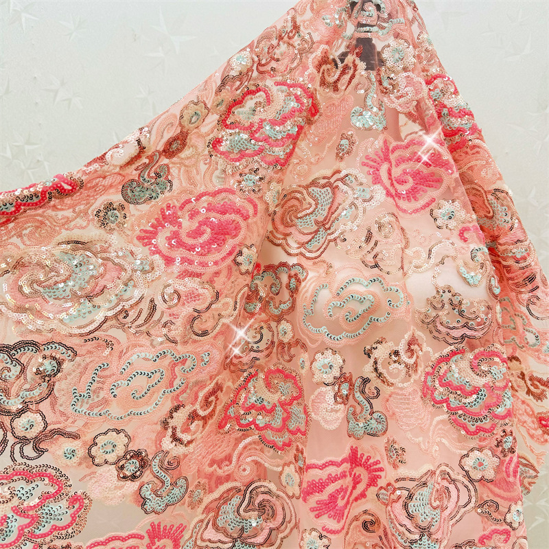 Embroidery Net Dress - 2 Yds/lot 130cm Wide Pink Purple