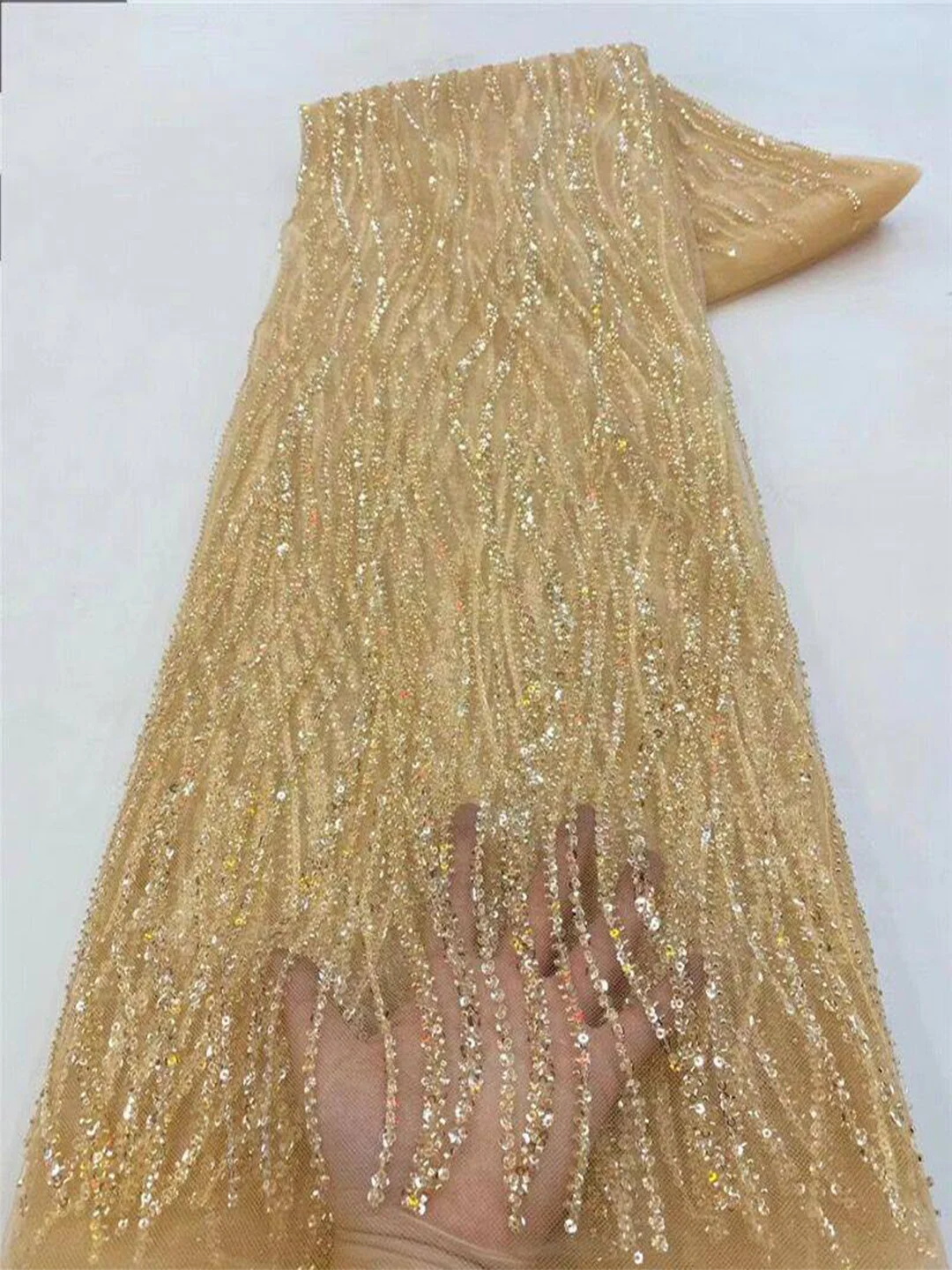 Gold Color Africa Embroidered  - đánh giá và giá Embroidery Net Dress