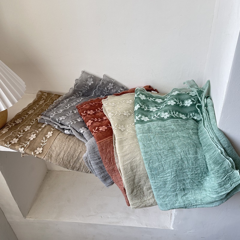 Cotton Linen Lace Splicing Sca - đánh giá và giá Embroidery Towel