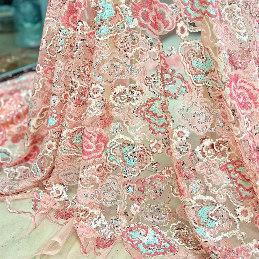 2 Yds/lot 130cm Wide Pink Purp - đánh giá và giá Embroidery Net Dress