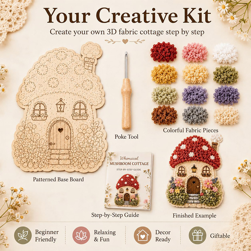 3D Mushroom House Poke Art DIY - đánh giá và giá Embroidery Thread